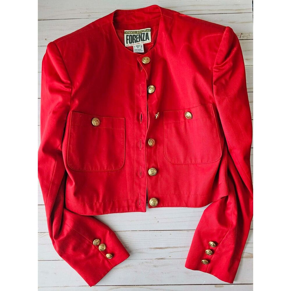 Vintage Forenza Sportwear Women’s Petite P Red Cropped Military Jacket